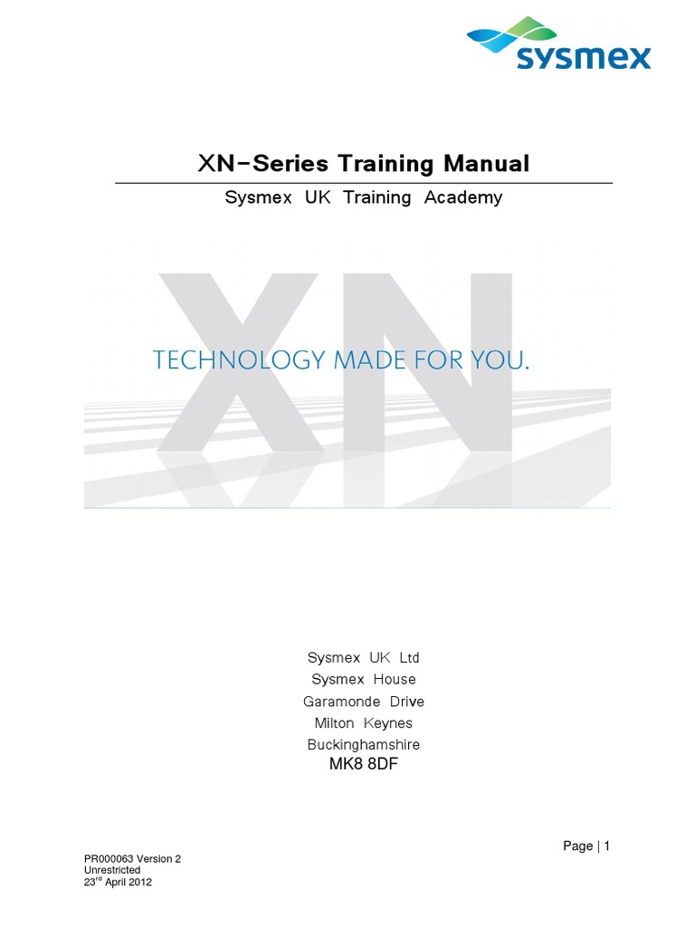Sysmex XN-Series Training Manual | PDF | Flow Cytometry | White Blood Cell