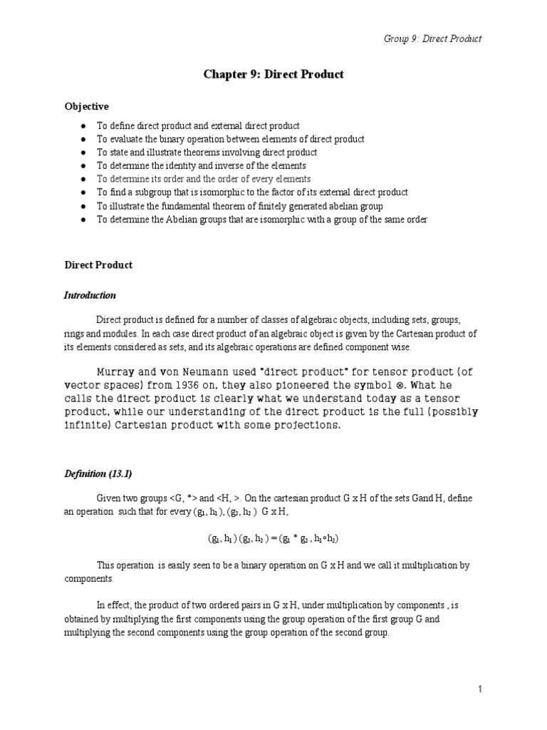 Direct Product of Groups Explained | PDF