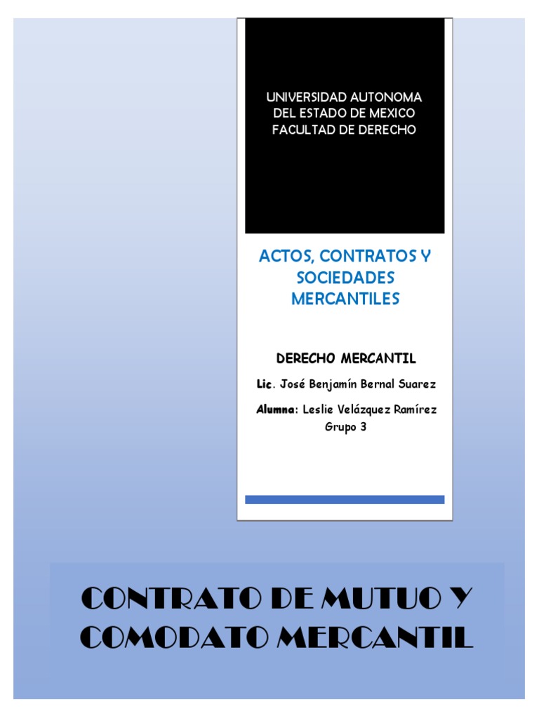 Contrato de Mutuo Mercantil | PDF | Derecho empresarial | Derecho privado