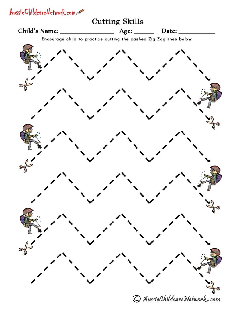Cutting Zig Zag Lines Worksheet 3 PDF PDF