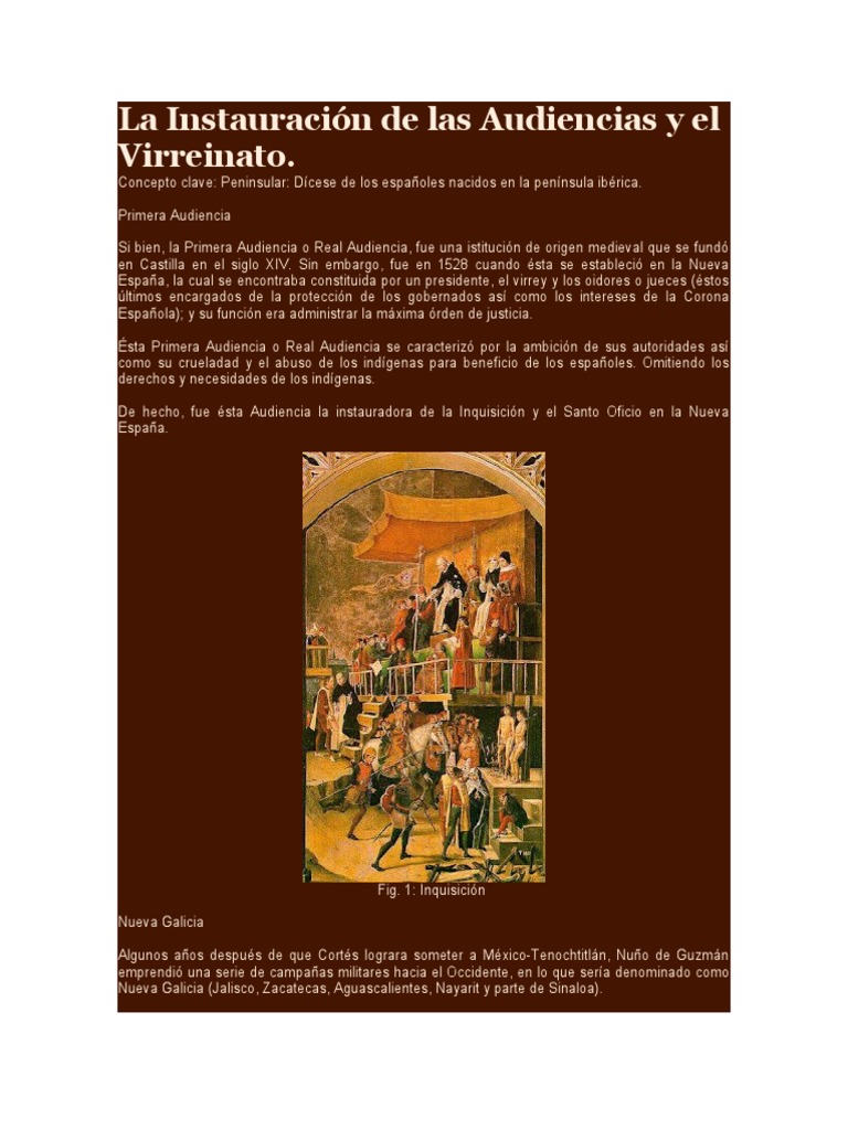 6.2 La Instauración de Las Audiencias y El Virreinato | PDF | Nueva ...