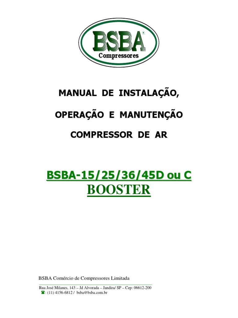 Manual do Compressor Booster BSBA | PDF