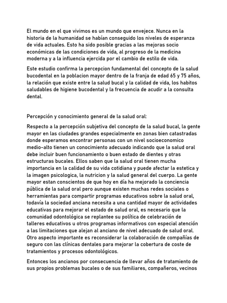 Salud bucal y calidad de vida en ancianos | PDF | Odontología | Higiene ...