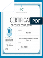 Official CC Course Completion Certificate - Official (ISC) Certified in Cybersecurity (CC) Self-Paced Training - 1M - SIDI PDF