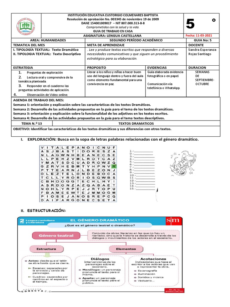 Actividades de Lengua para 5to Grado | PDF | Dormitorio | Teatro