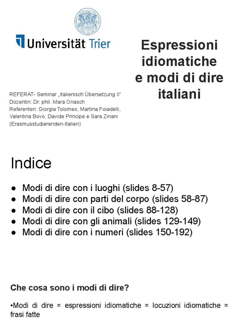 Espressioni Idiomatiche e Modi Di Dire Italiani PDF | PDF