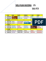 Horario de clases profesora Yarela Palma 8°A