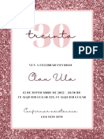Invitación Cumpleaños Treinta 30 Femenino Glitter Rosa PDF