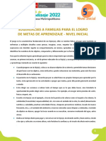 Sugerencias A Familias para El Logro de Metas de Aprendizaje - 5 Años Nivel Inicial