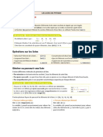 Exercices Sur Les Listes en Python PDF