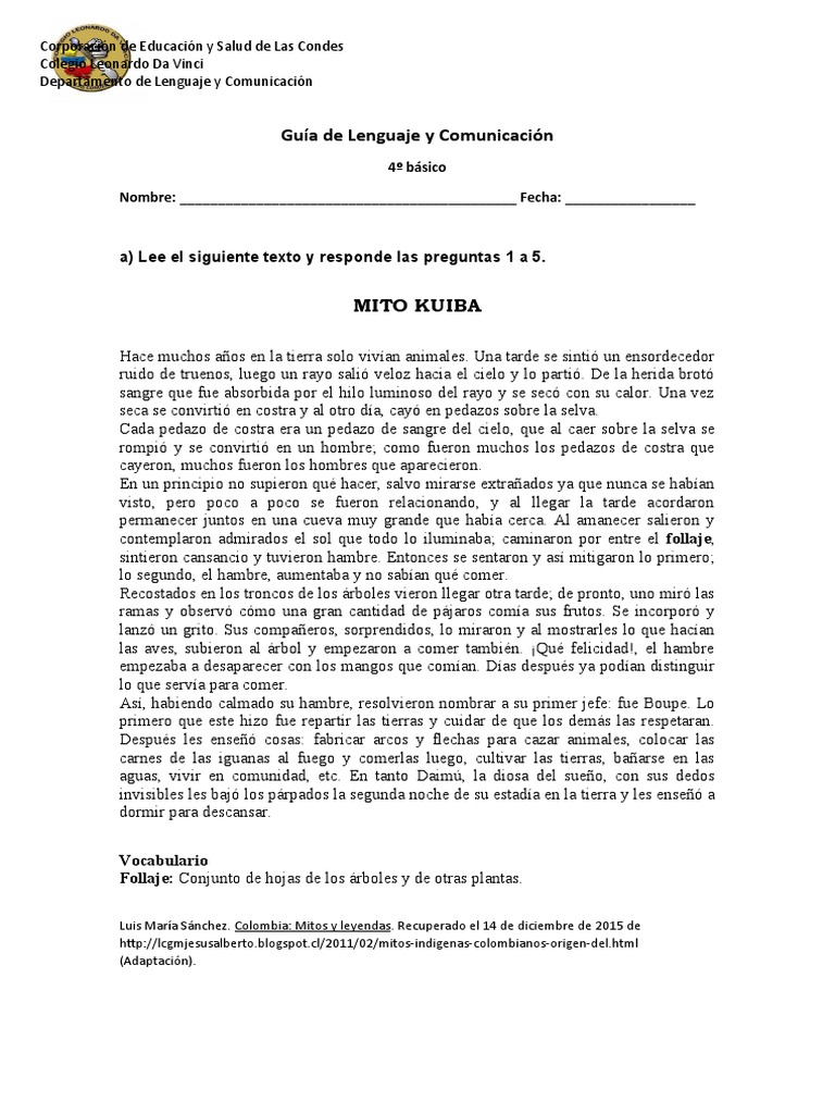 Mito Kuiba: Origen de los hombres | PDF