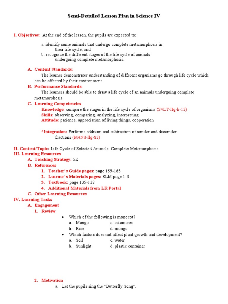 Science4 Lp For Cot Dec 2021 Pdf Pupa Fly