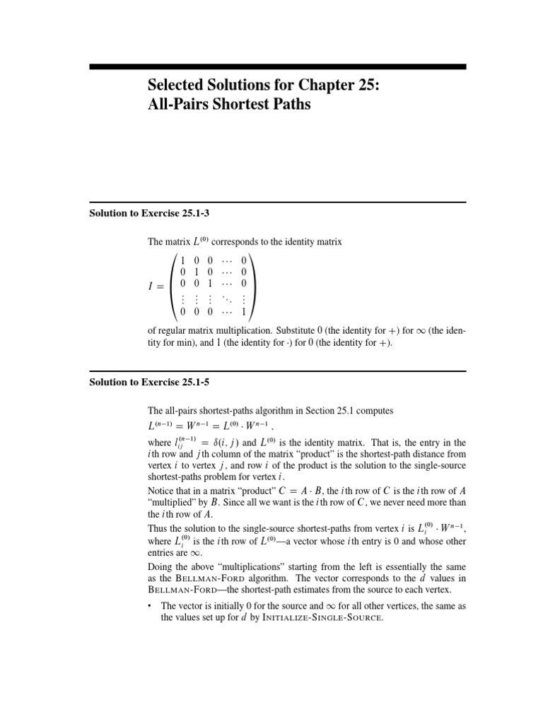 Selected Solutions For Chapter 25: All-Pairs Shortest Paths: Solution ...