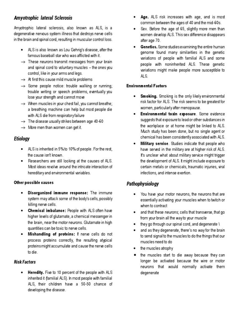 Amyotrophic Lateral Sclerosis | PDF | Breathing | Neuron