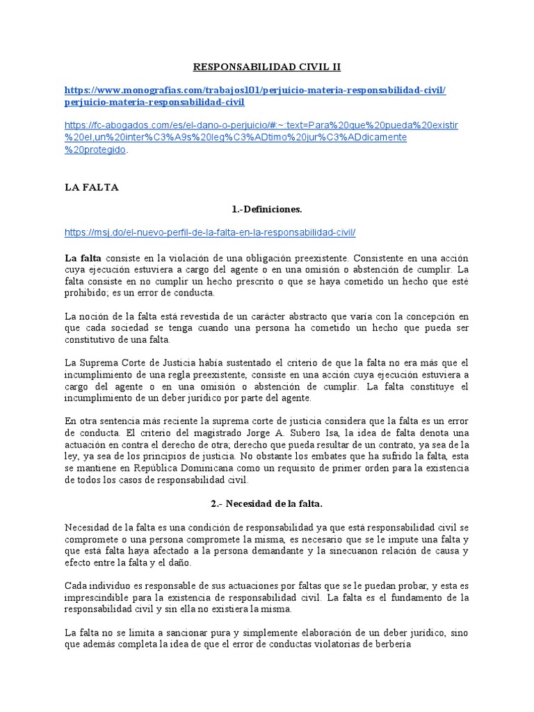 Definición y Clases de Falta Civil | PDF | Daños y perjuicios | Justicia