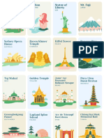World Landmarks Handdrawn Flashcard Sheets
