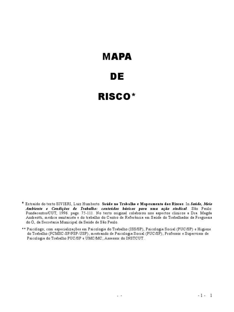 Mapa de Risco: Saúde e Trabalho Seguro | PDF | Sindicato | Science