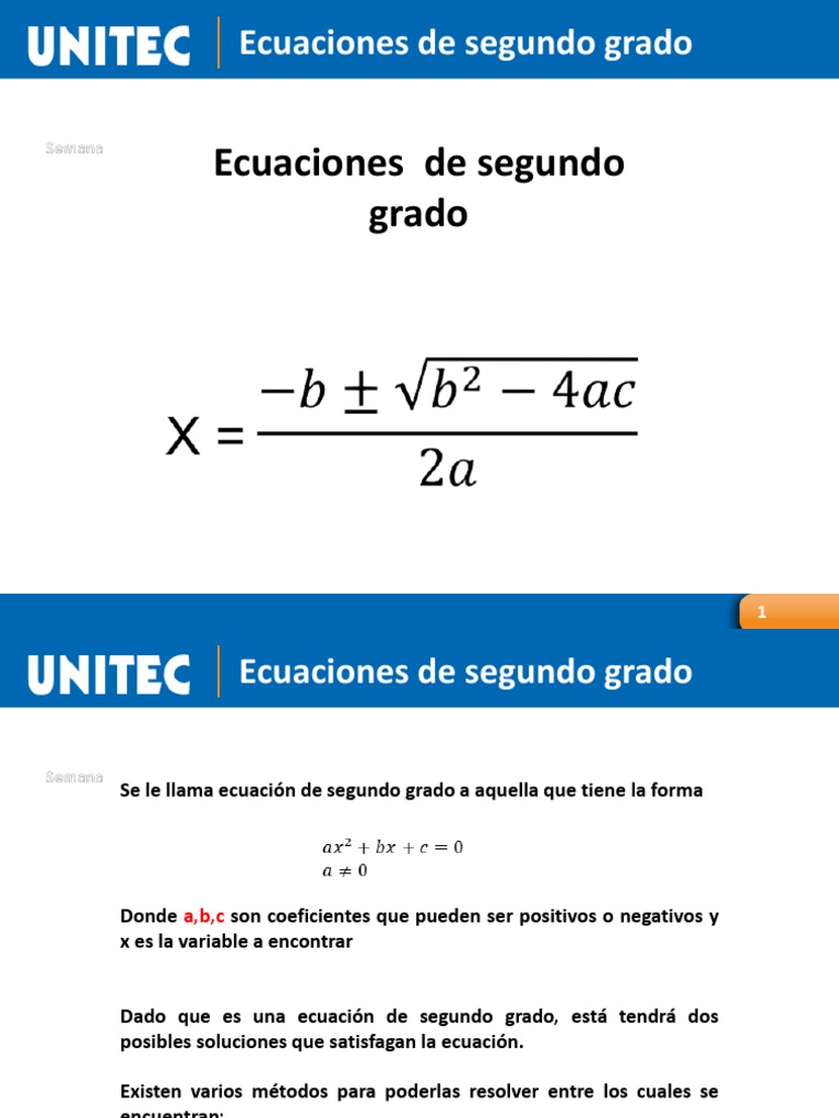 Ecuaciones de Segundo Grado PDF Ecuaciones Ecuación cuadrática