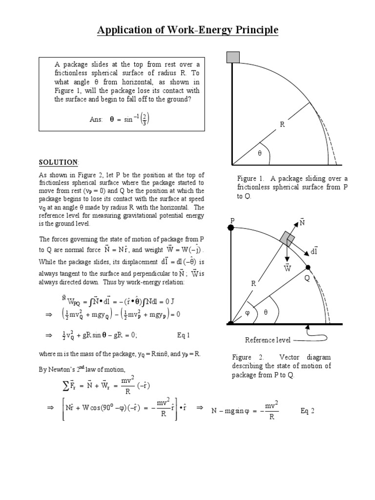 work-energy-principle-package-sliding-on-a-frictionless-spherical