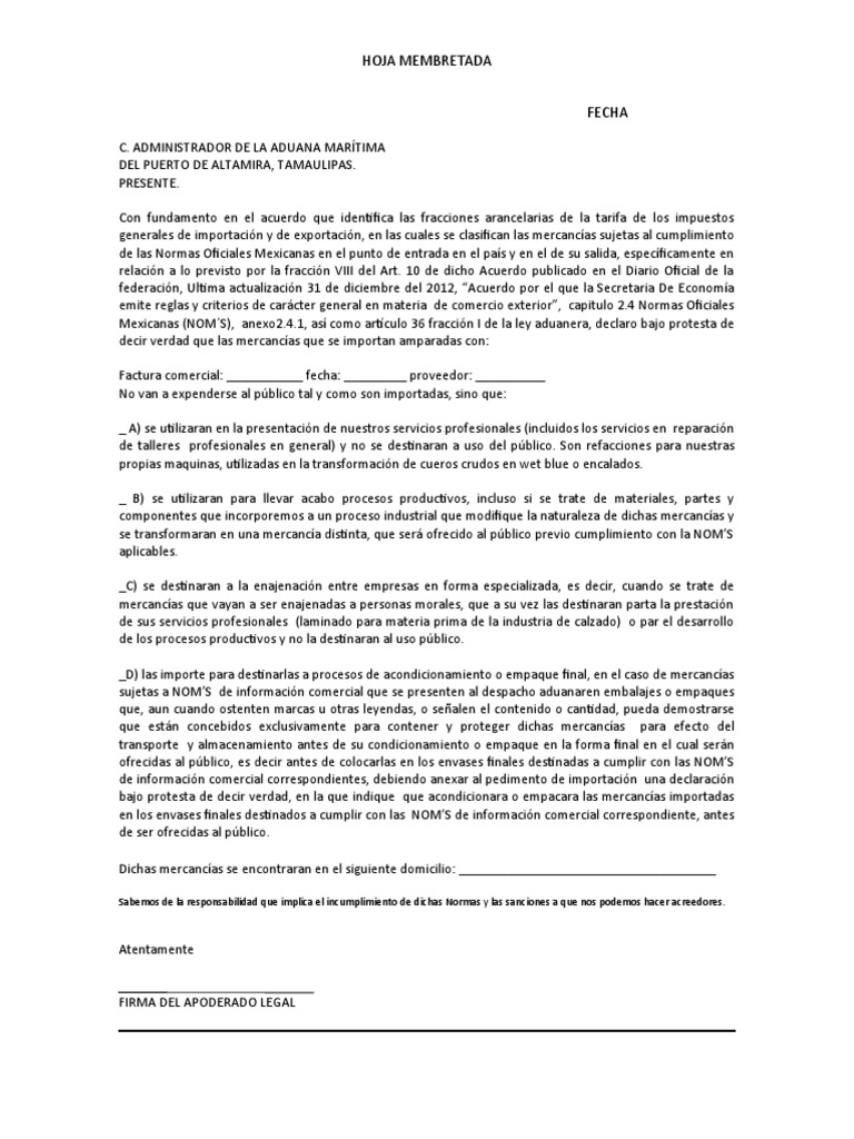 Carta-De-No-Comercializacion | PDF | aduana | Economias