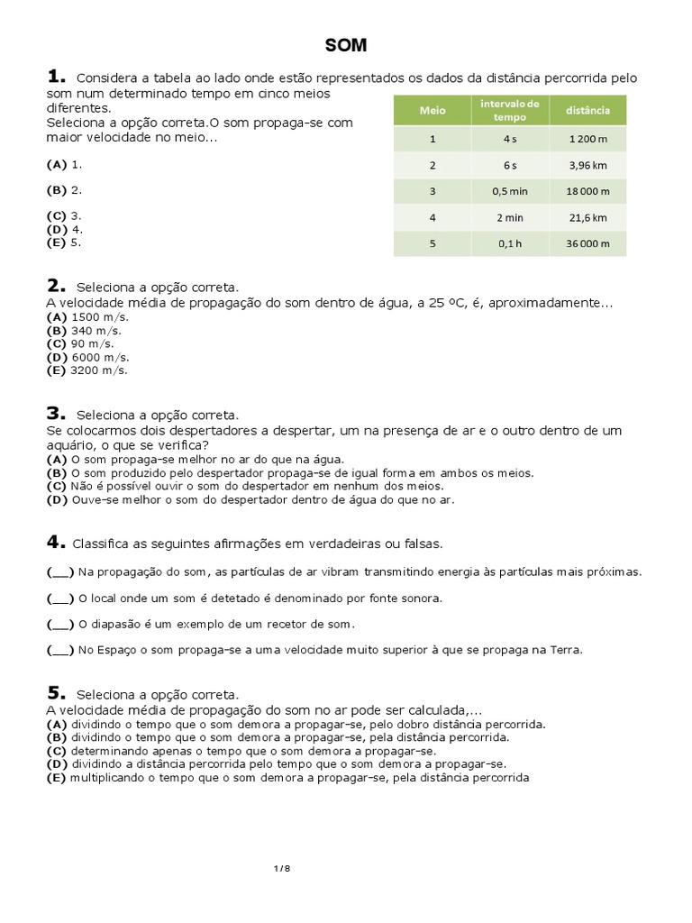 Propagação e Propriedades do Som | PDF | Som | Instrumentos de corda