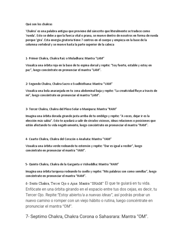 Guía de los 7 Chakras y Mantras | PDF