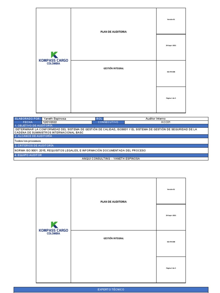 Plan de Auditoría ISO 9001 y BASC | PDF | Auditoría | Business
