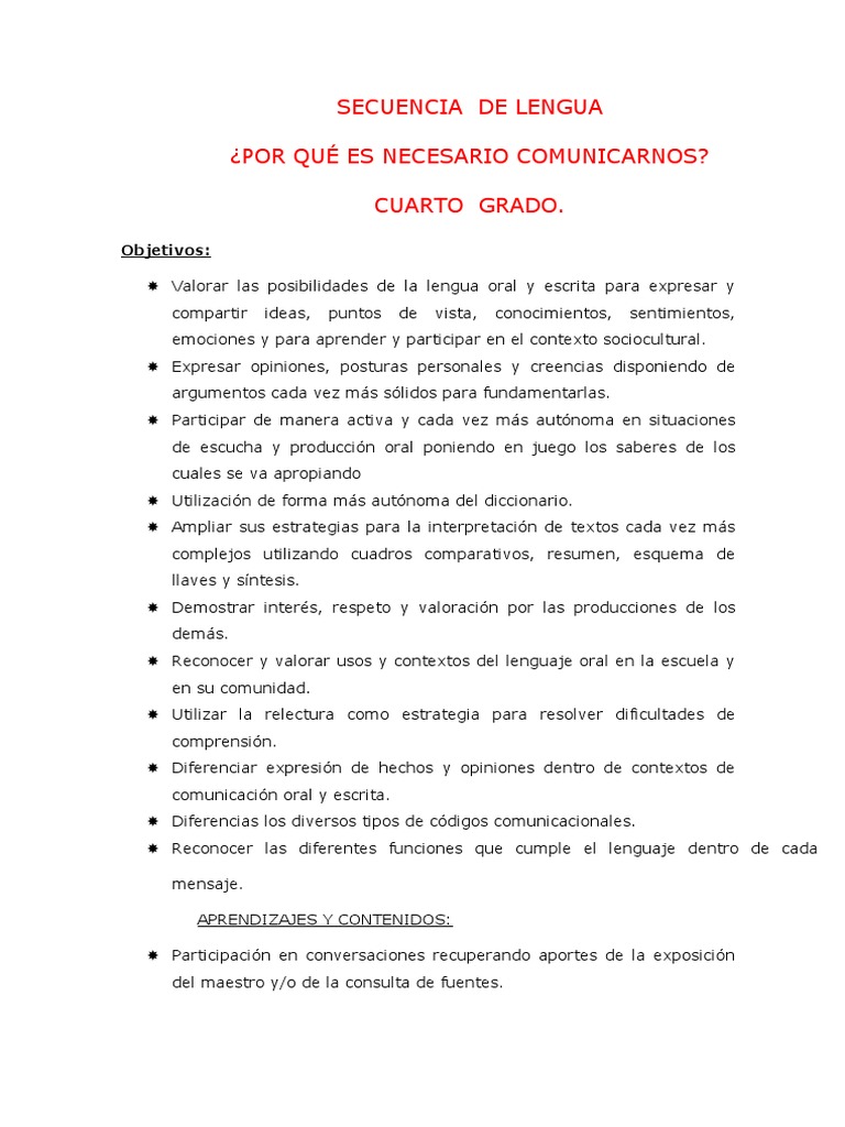 Comunicación Efectiva en Cuarto Grado | PDF | Comunicación | Aprendizaje