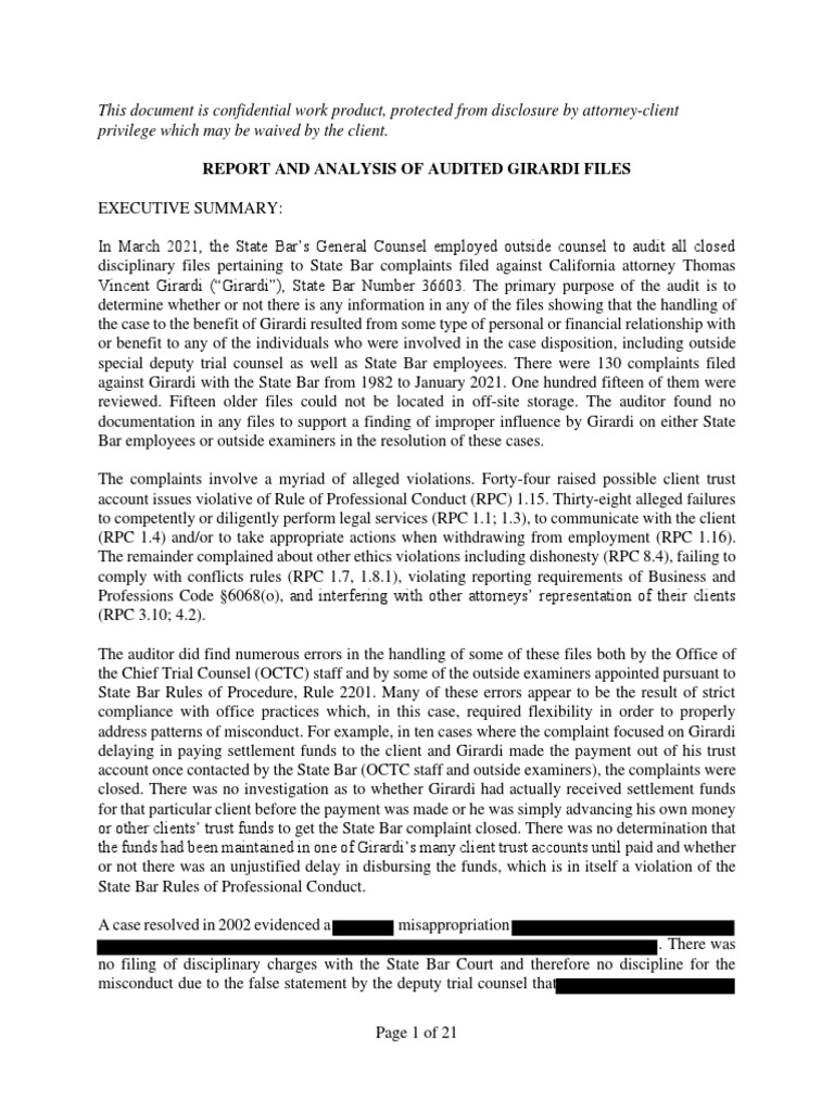 BAR GIRARDI Lazar Report and Attachment Redacted | PDF | State Bar Of ...