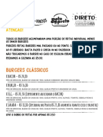 Burger e petiscos menu