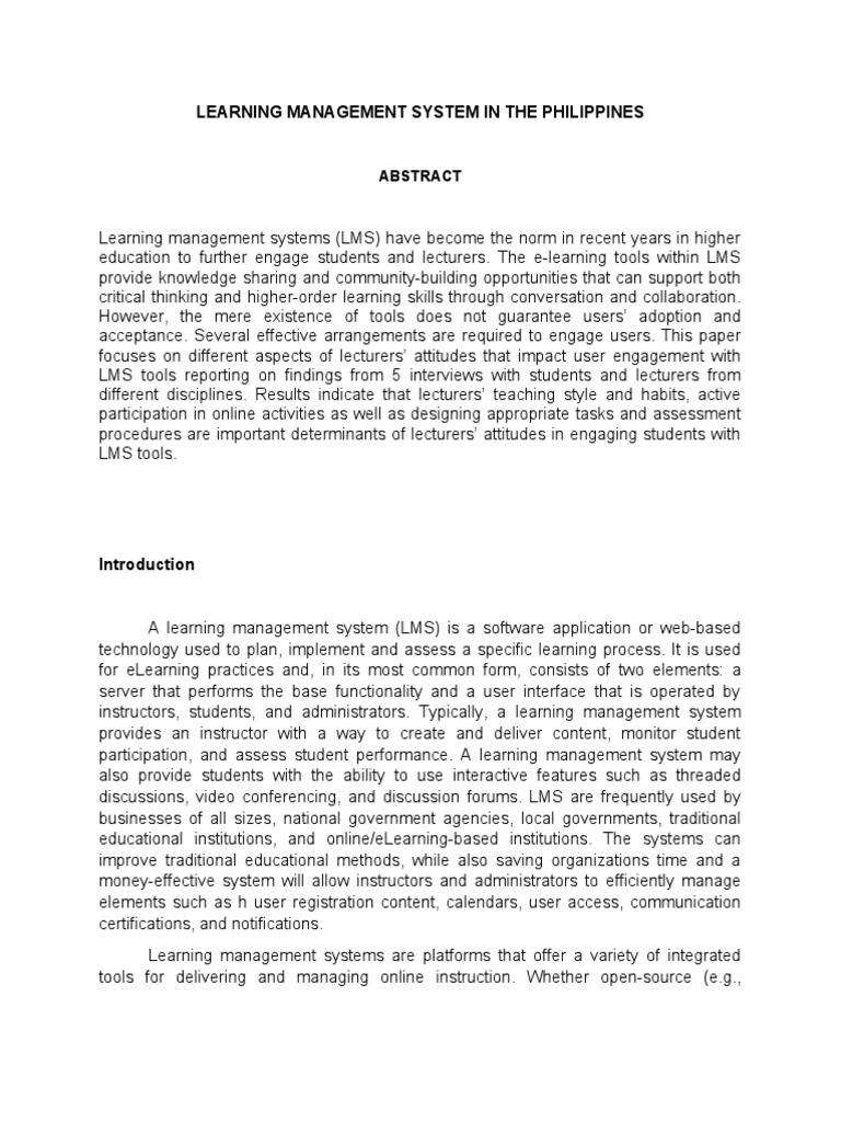 Learning Management System in The Philippines | PDF | Educational ...