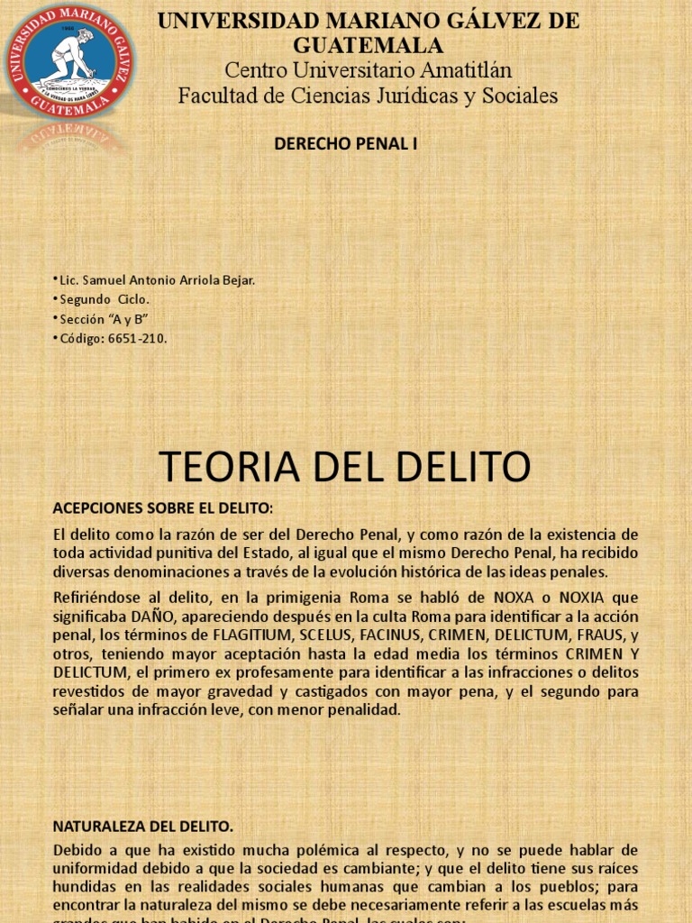 Teoría del Delito en Derecho Penal | PDF | Intención (Derecho Penal ...