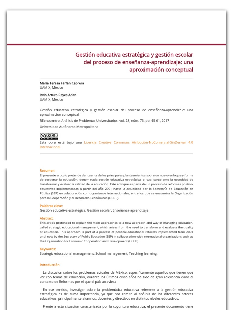 Gestión Educativa Estratégica en México | PDF | Enseñando | Aprendizaje