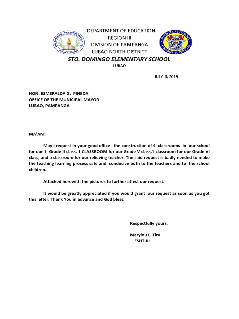 Building Request Letter 2018-2019 | PDF | Social Institutions