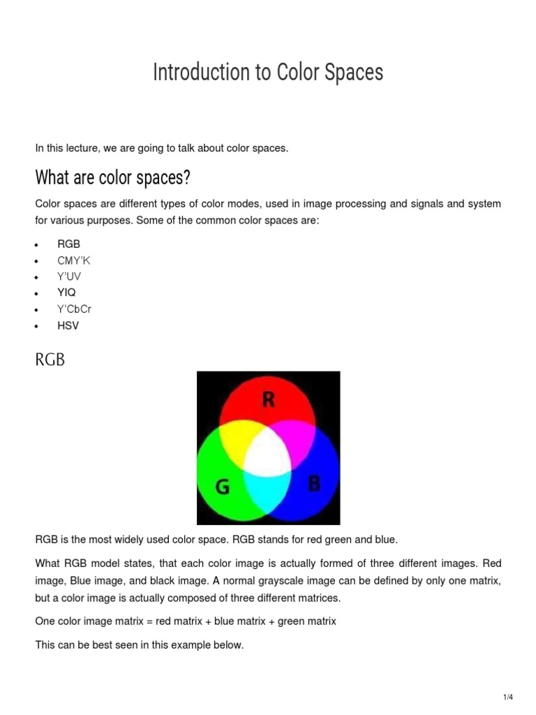 Introduction To Color Spaces PDF Rgb Color Model Electronic