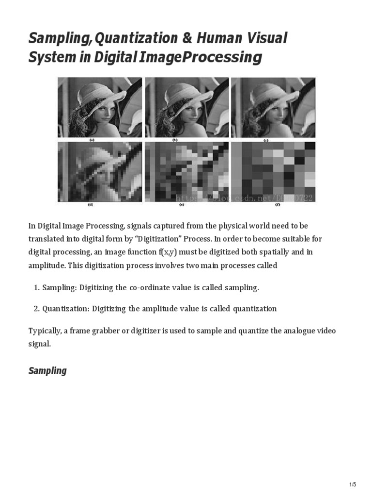 Sampling, Quantization & Human Visual System in Digital Image ...