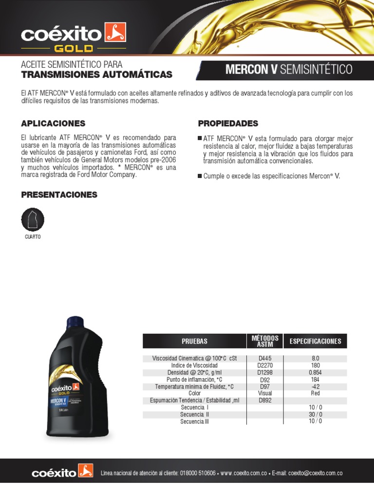 PDF Lubricante Atf Mercon 5 PDF | PDF | Vehículos terrestres ...