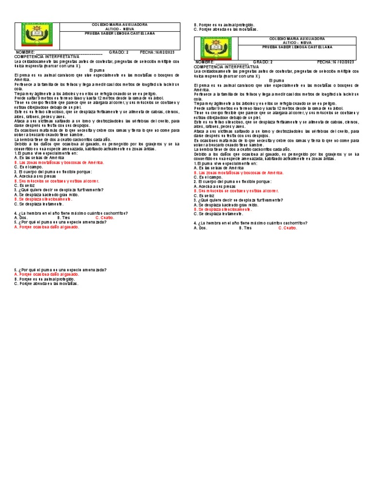 2 Ps El Puma Pdf Puma Organismos