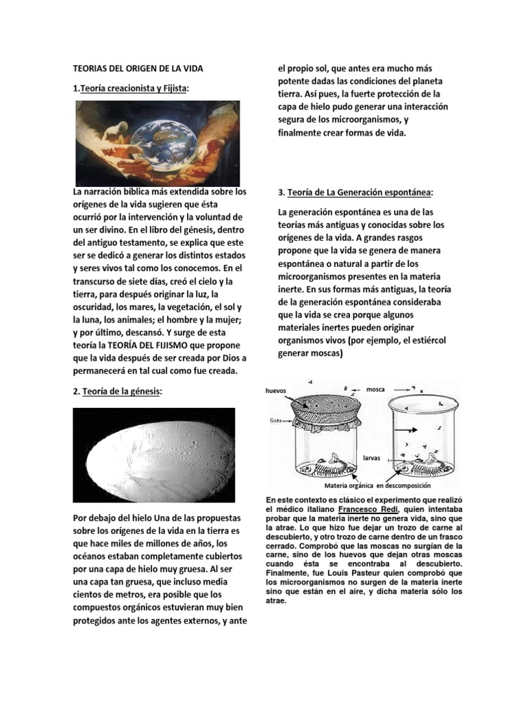 Teorias Del Origen de La Vida | PDF