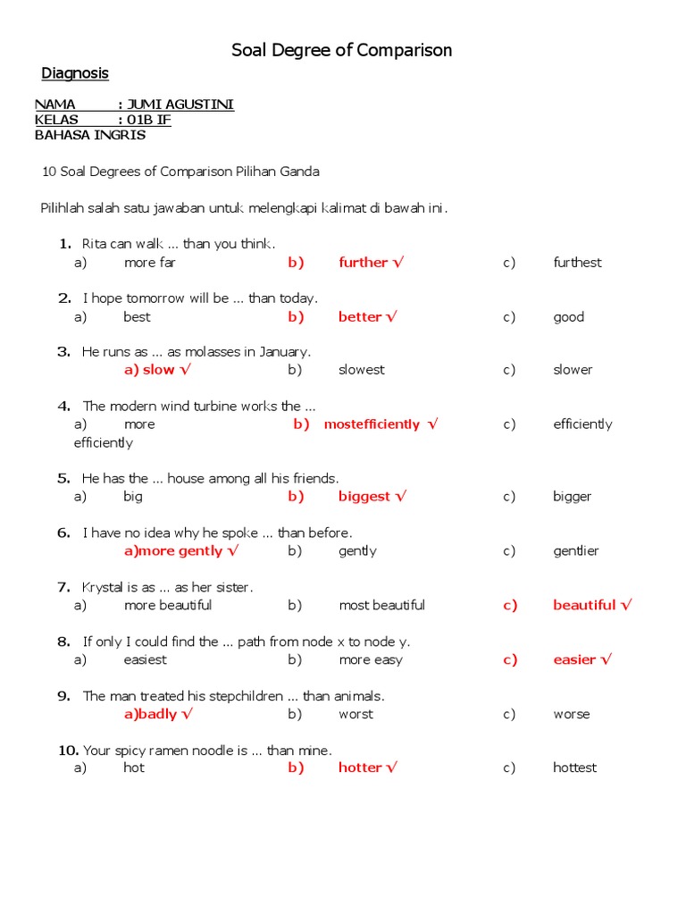 Jawaban 10 soal degrees of comparison jumi agustini pdf