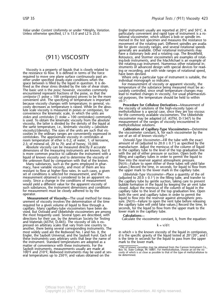 Viscosity PDF | PDF | Viscosity | Titration