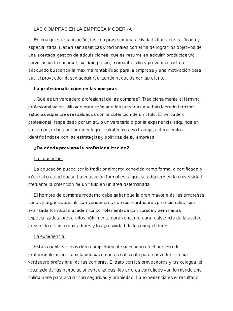 Gestión de Compras en Empresas Modernas | PDF | Inventario | Educación ...