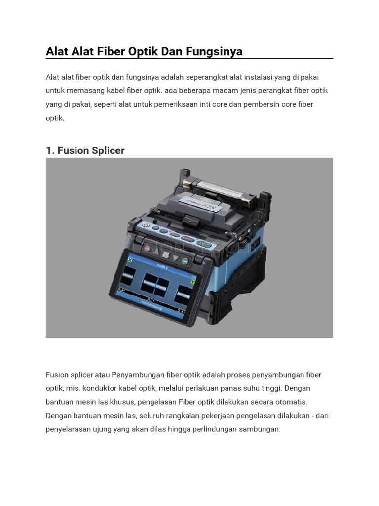 Alat Alat Fiber Optik Semester Genap | PDF