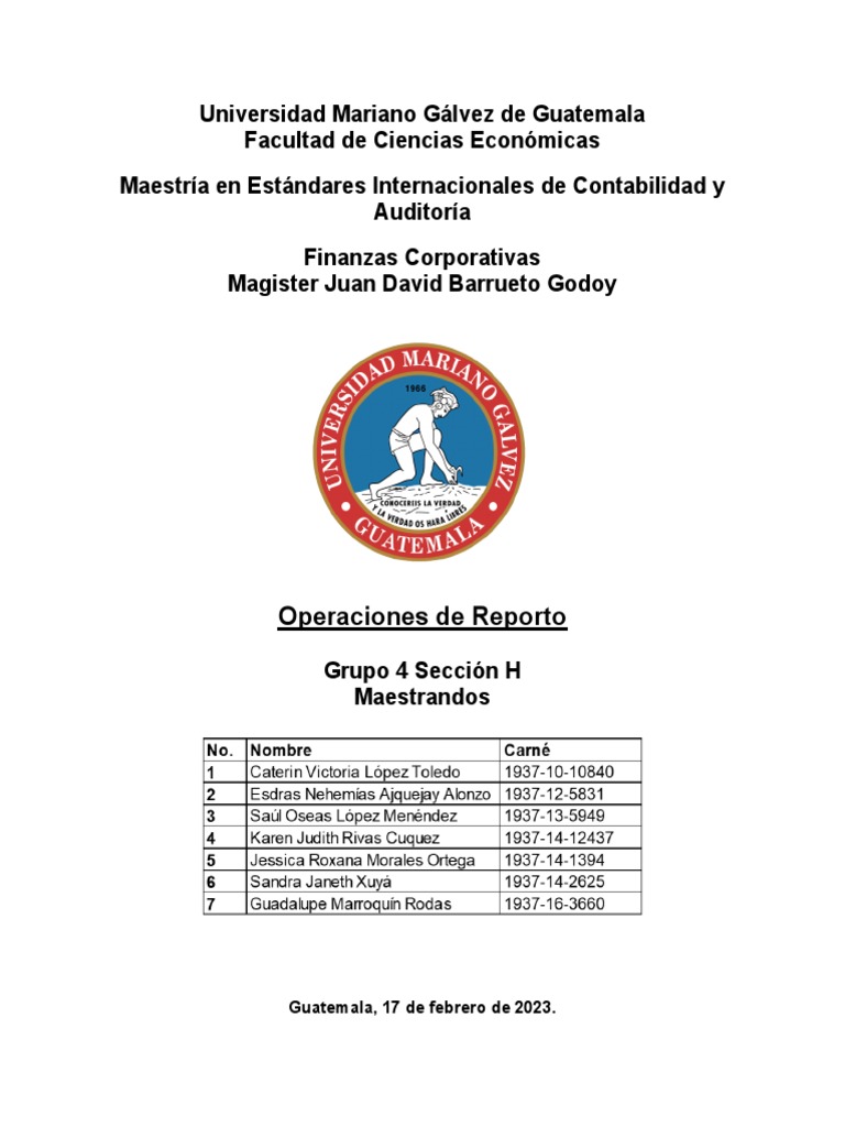 Operaciones de Reporto Financiero | PDF | Instrumento negociable | Bancos