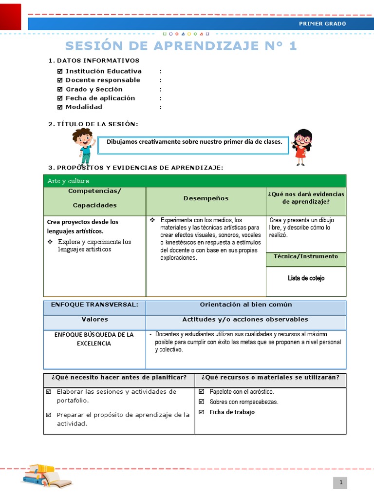 Sesión 1 Arte y Cultura | PDF | Aprendizaje | Dibujo