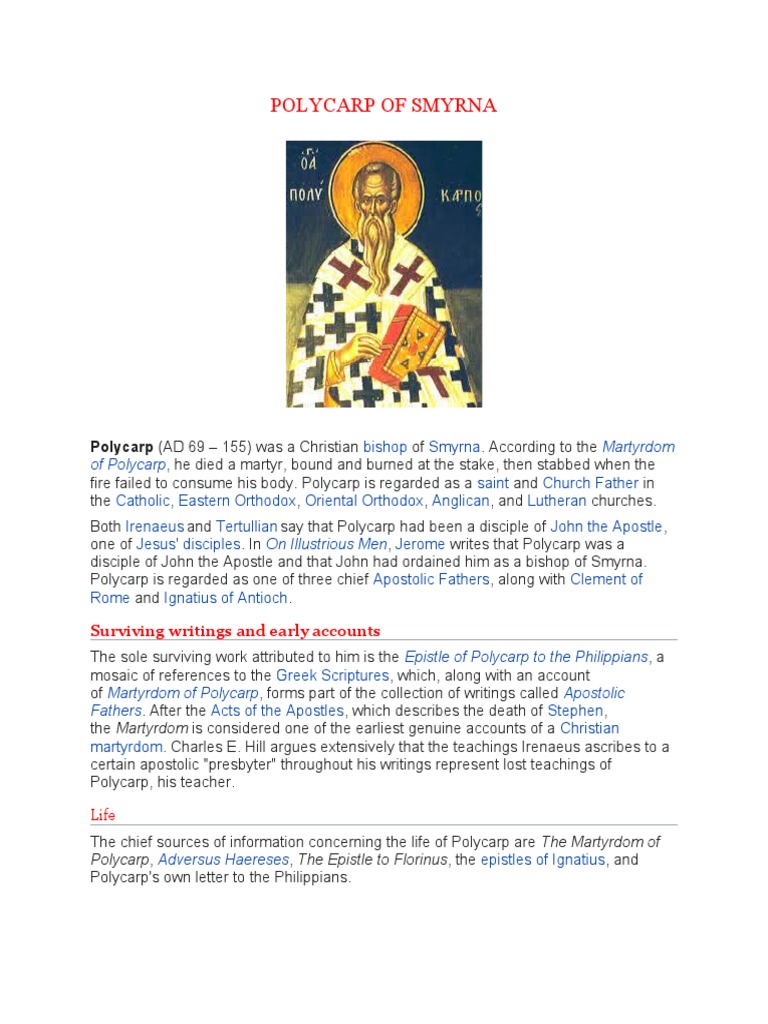 Polycarp of Smyrna | PDF | Christian Denominational Families ...