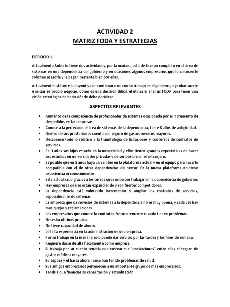 Matriz FODA: Estrategias para Emprendedores | PDF | Análisis FODA ...