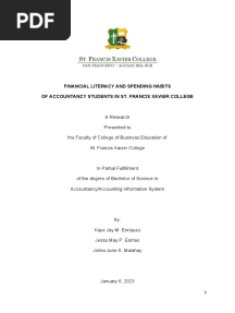 Financial Literacy and Spending Habits of Accountancy Students in Saint Francis Xavier College Final