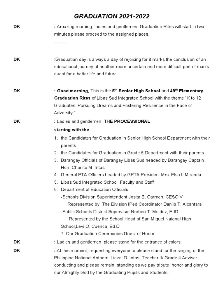 Graduation emcee script version 2 pdf