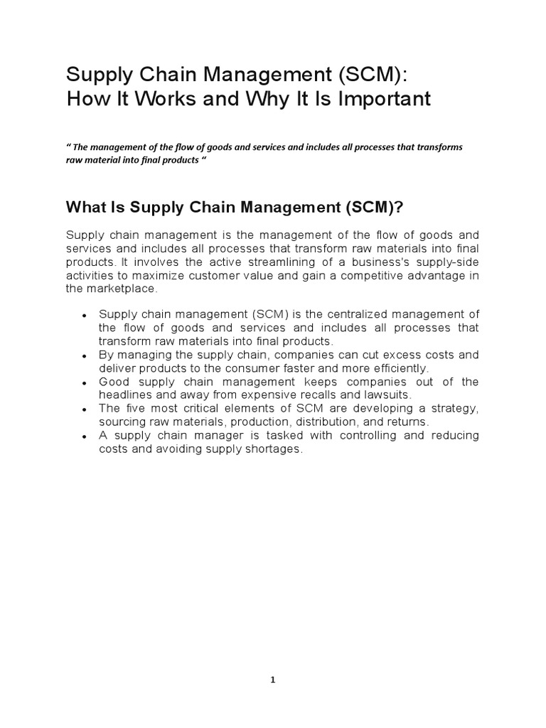 Supply Chain Management PDF Supply Chain Management Supply Chain